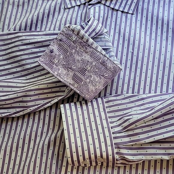 Robert Graham Purple and White Casual Button Down Shirt - Picture 7 of 11